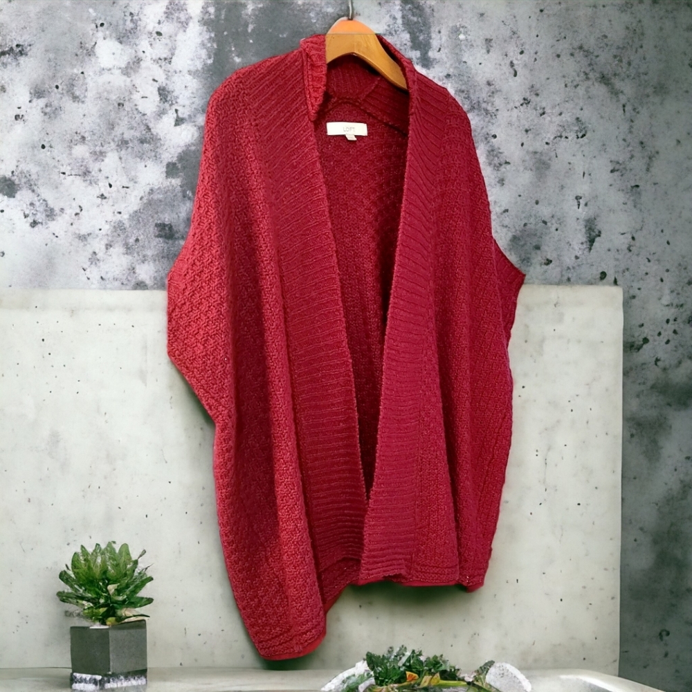 Red chunky cable knit slouchy sweater size medium - Picture 9 of 12